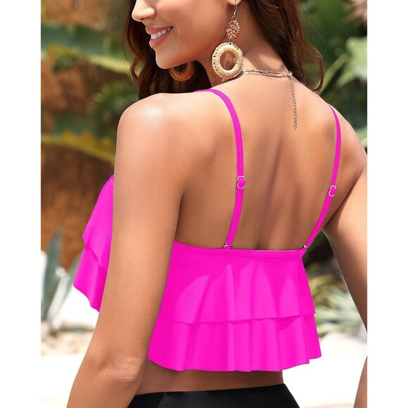 Tempt Me Ruffled Bikini Top Flounce Swimsuit for Women Bathing Suit Top Only - Picture 4 of 6